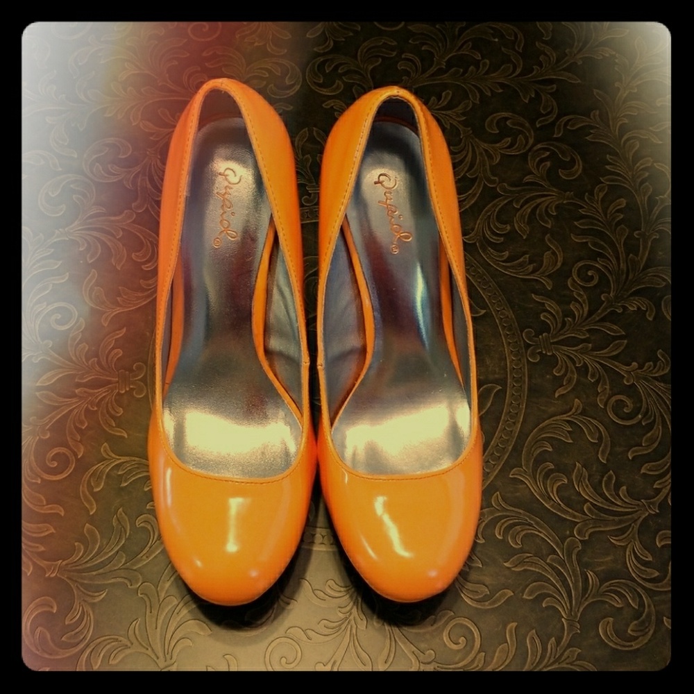 Orange Qupid High Heel Pumps